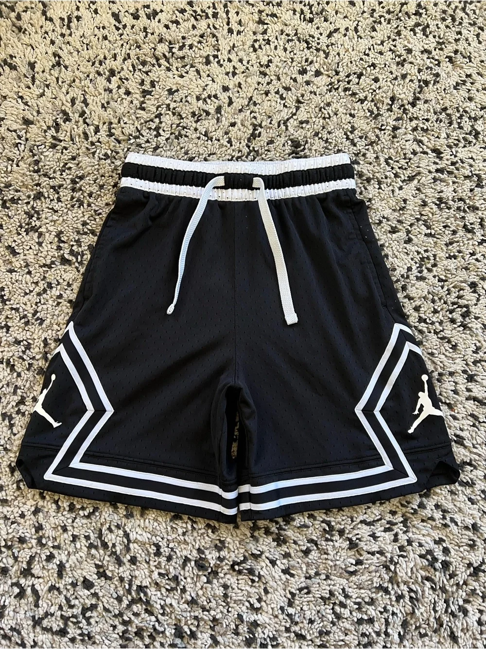 Nike Jordan Sport Dri-Fit Diamond Mesh Shorts Black White Jumpman Men’s Size XS